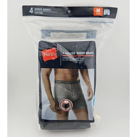 HANES Boxer Briefs Men's M 32-34 Assorted Tagless Comfort Flex 4 Pack J349B4 - Picture 1 of 15